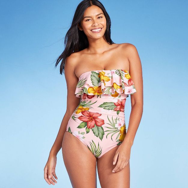 Women's Double Flounce Front High Coverage One Piece Swimsuit - Kona Sol™ | Target