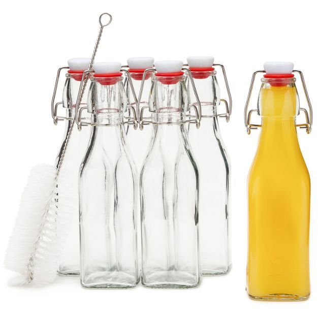 Juvale 6 Pack Swing Top Glass Bottles with Flip Top & Cleaning Brush for Kombucha, Beverages, Oil... | Target