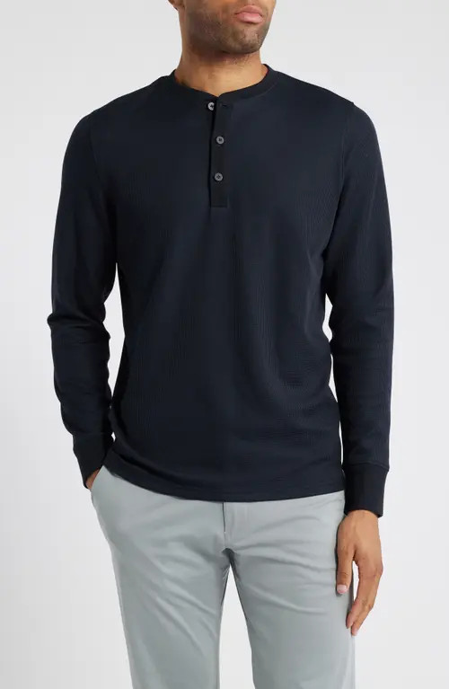 Mizzen+Main Henderson Long Sleeve Performance Henley in Black Solid at Nordstrom, Size Xx-Large | Nordstrom