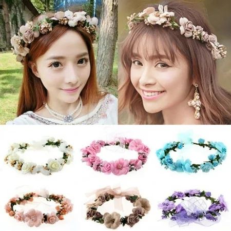 Beauty Floral Headband Wedding Bridal Bridesmaid Holiday Hair Flower Accessories | Walmart (US)