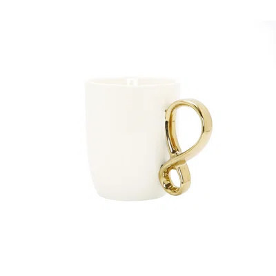 White Coffee Mug With Gold Twist Handle 19 Oz. | Wayfair North America