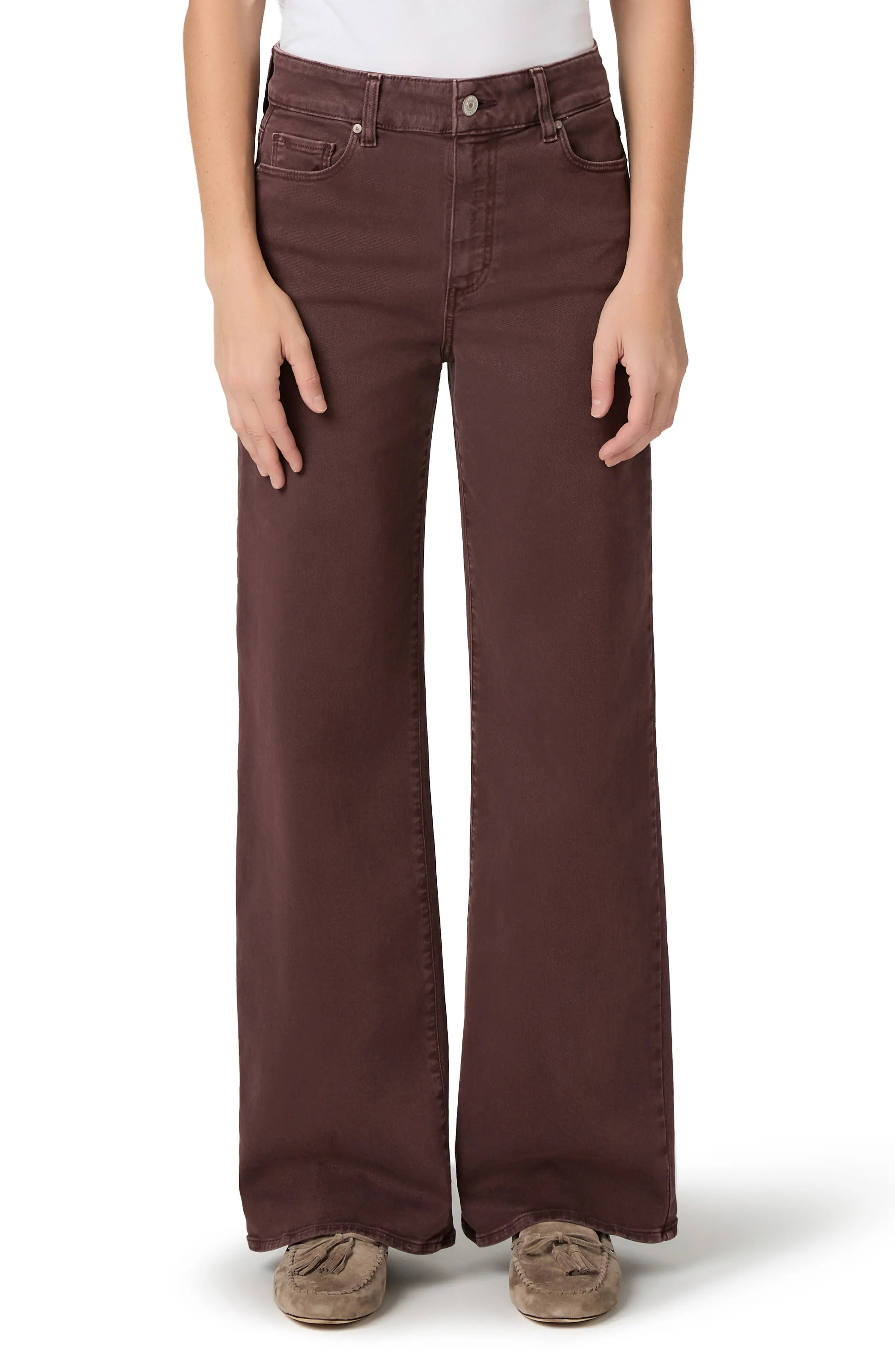PAIGE Anessa High Waist Ankle Wide Leg Jeans in Vintage Wild Mulberry at Nordstrom, Size 31 X 31 | Nordstrom
