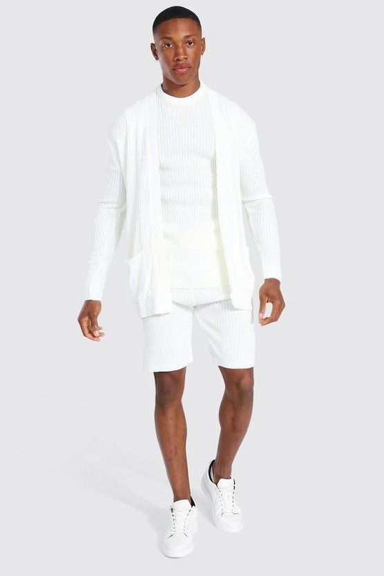 Ribbed 3 Piece Set With Woven Tab | boohooMAN (DE, IE & UK)