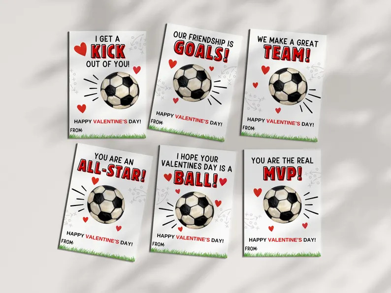 Soccer Valentine's Day Cards, All Star Valentines Cards, Printable Classroom Valentine's Day Card... | Etsy (US)