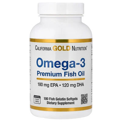 California Gold Nutrition, Omega-3 Premium Fish Oil, 100 Fish Gelatin Softgels (1,100 mg per Softgel) | iHerb