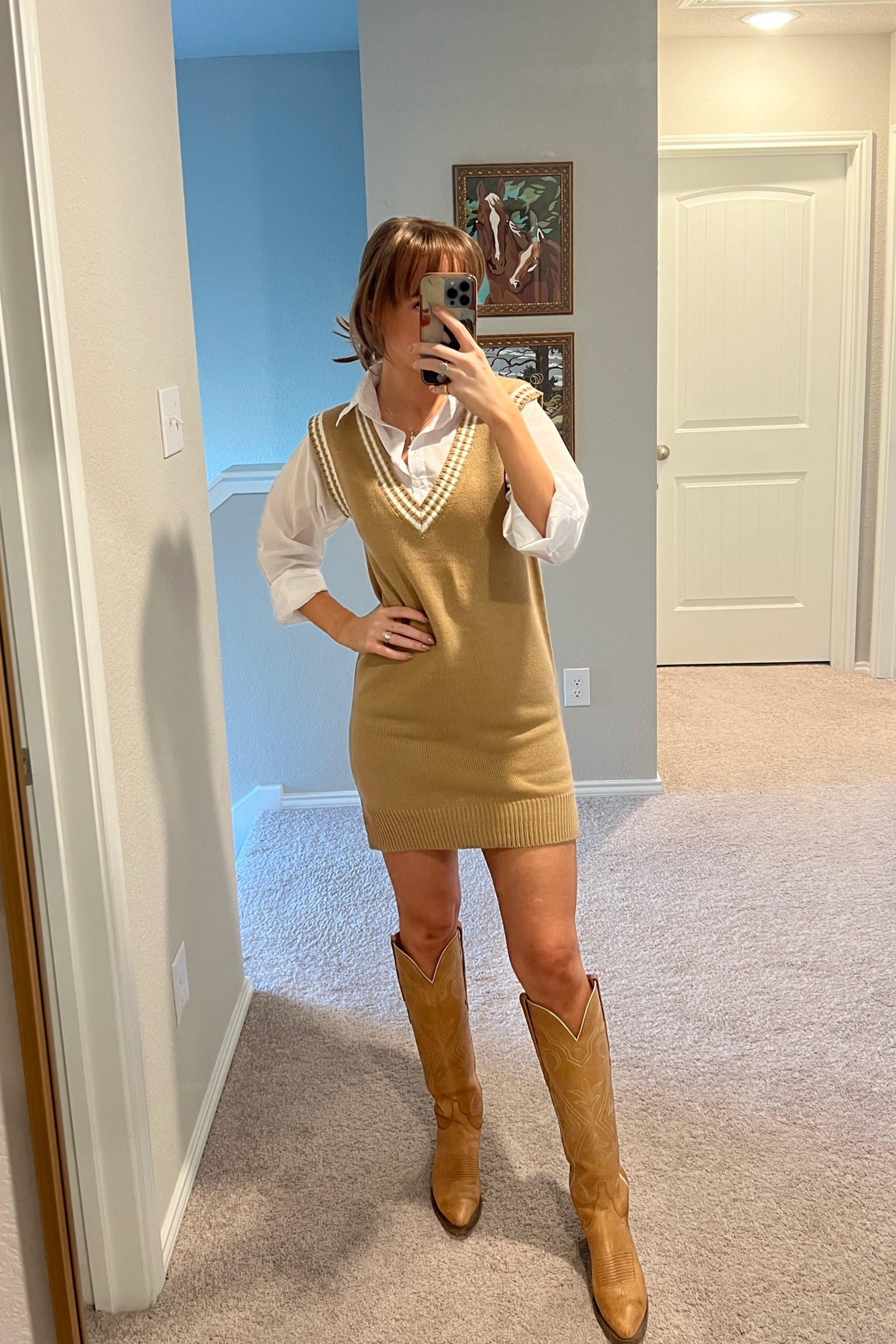 office fall fashion with a western edge 

#fallfashion #luchesseboots #sweaterdress #sweatervest 

#LTKWorkwear #LTKSeasonal #LTKShoeCrush