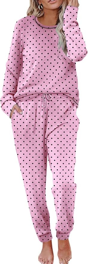 Ekouaer Pajamas Women's Long Sleeve Pj Set Soft 2 Piece Loungewear Sleepwear with Jogger Pants XS... | Amazon (US)