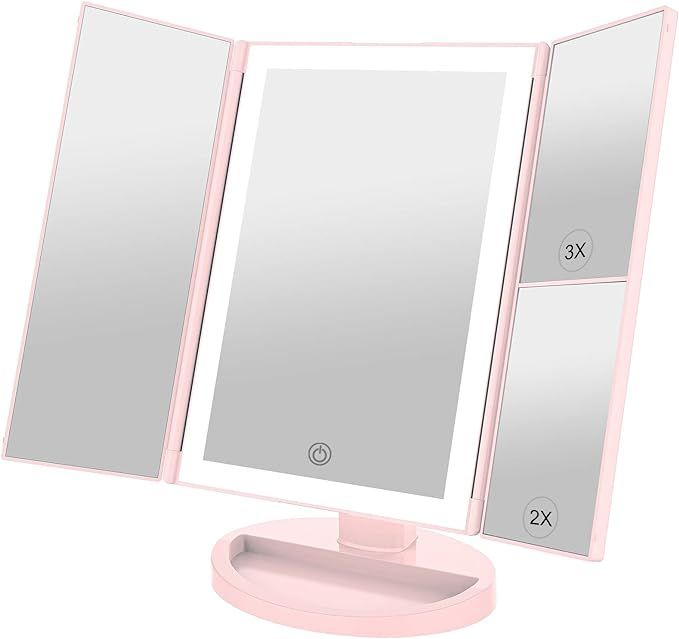 CZW Makeup Vanity Mirror with 3x/2x Magnification,Trifold Mirror with 36 Led Lights,Touch Screen,... | Amazon (US)