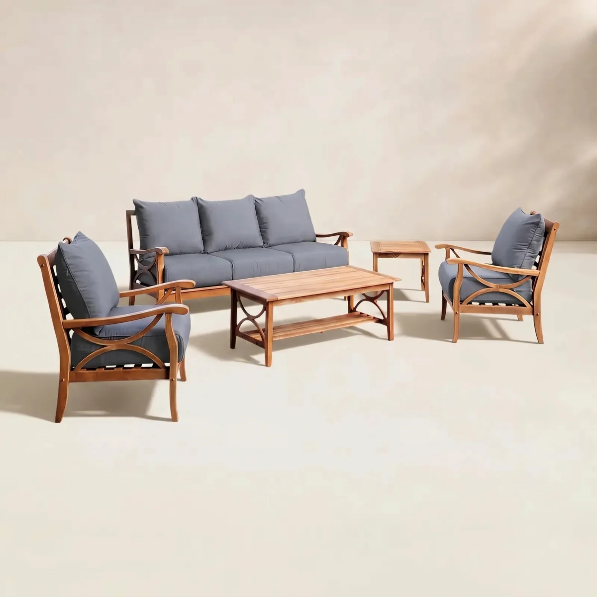 Brunswick 5 Piece Teak Sofa Seating Group with Cushions | Wayfair North America
