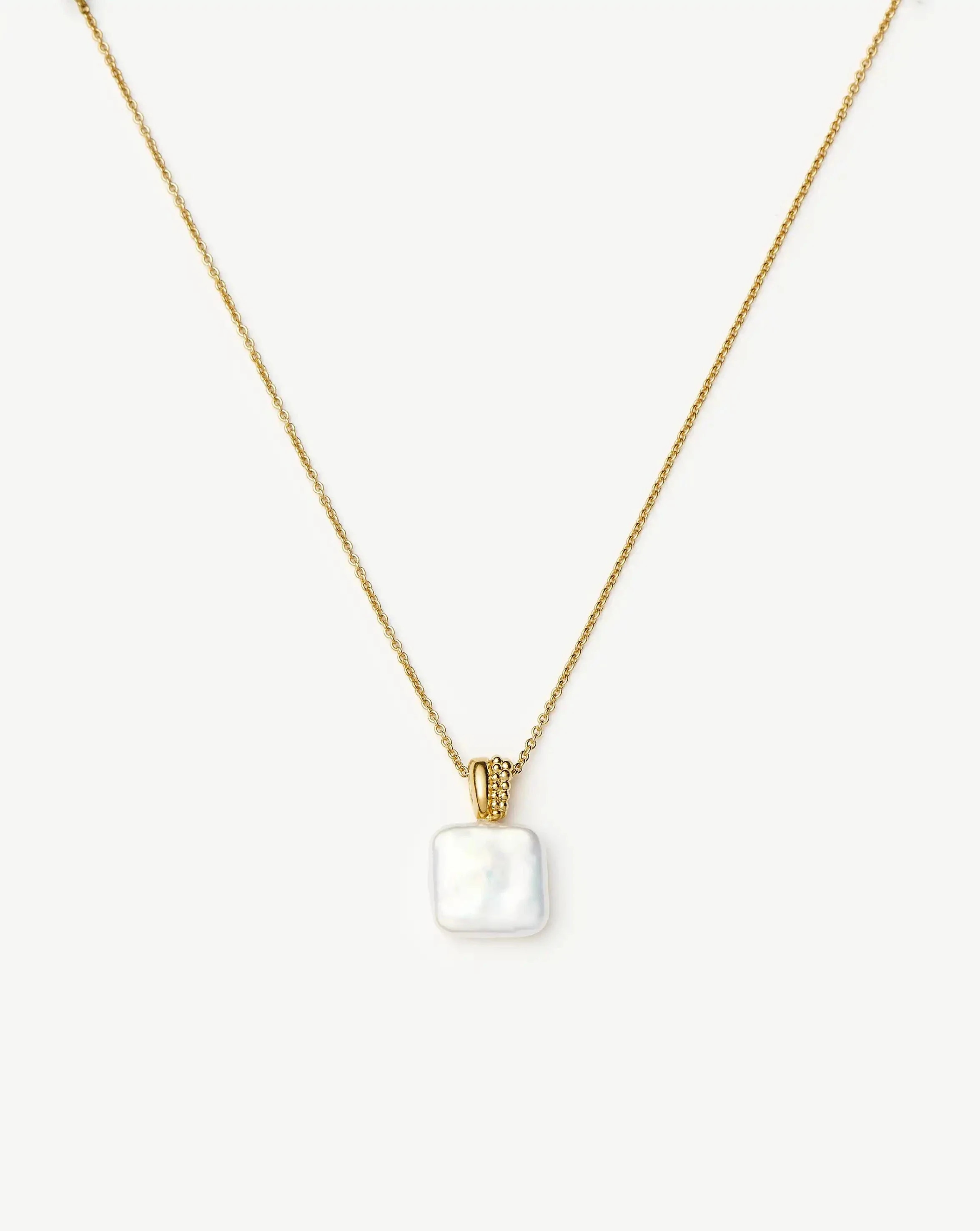 Square Pearl Baya Pendant Necklace in Gold | Missoma UK | Missoma UK