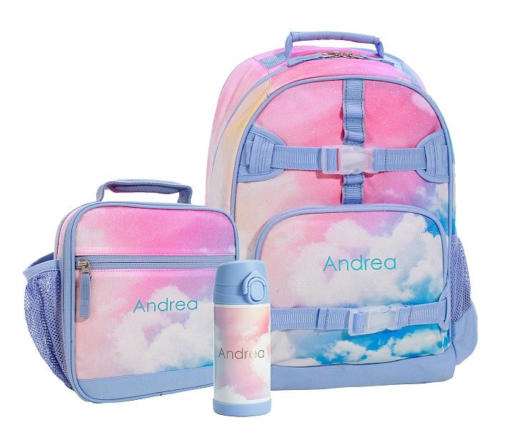 Mackenzie Rainbow Clouds Glitter Backpack & Lunch Bundle, Set of 3 | Pottery Barn Kids