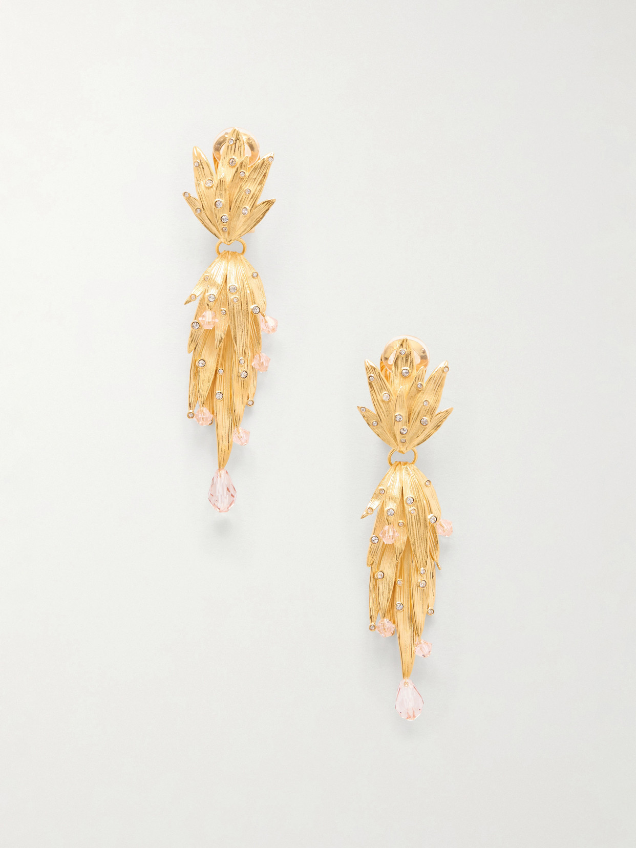 Oscar de la Renta - Palm Leaf Crystal-embellished Gold-tone Clip Earrings - One size | NET-A-PORTER (US)