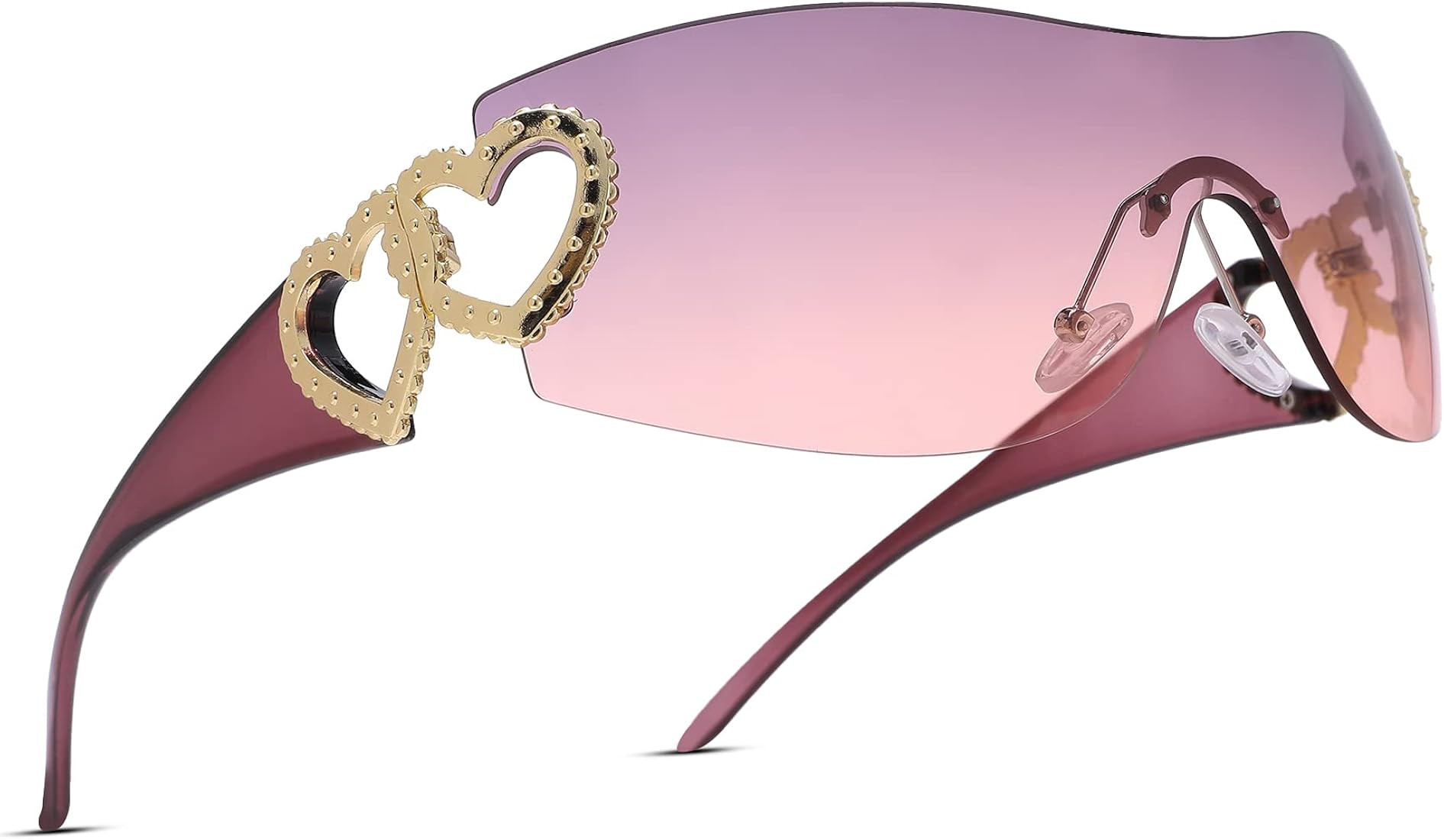 Pro Acme Wrap Around Rimless Sunglasses Women Men, Oversized Fashion Futuristic Sun Glasses Cool ... | Amazon (US)