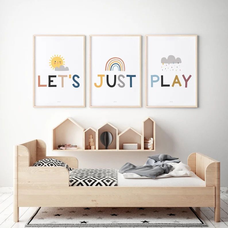 Set of 3 prints, Let's Just Play Playroom decor, Kids printables, Set of 3 printable art, Best se... | Etsy (US)