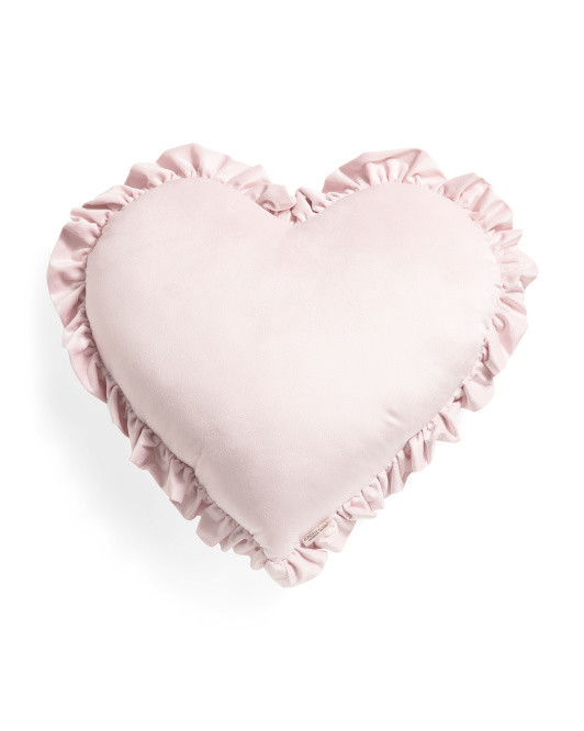 19x20 Velvet Ruffle Heart Pillow | TJ Maxx