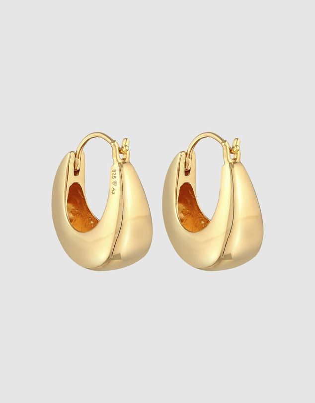Earrings Creoles Modern Chunky in 925 Sterling Silver Gold Plated | THE ICONIC (AU & NZ)