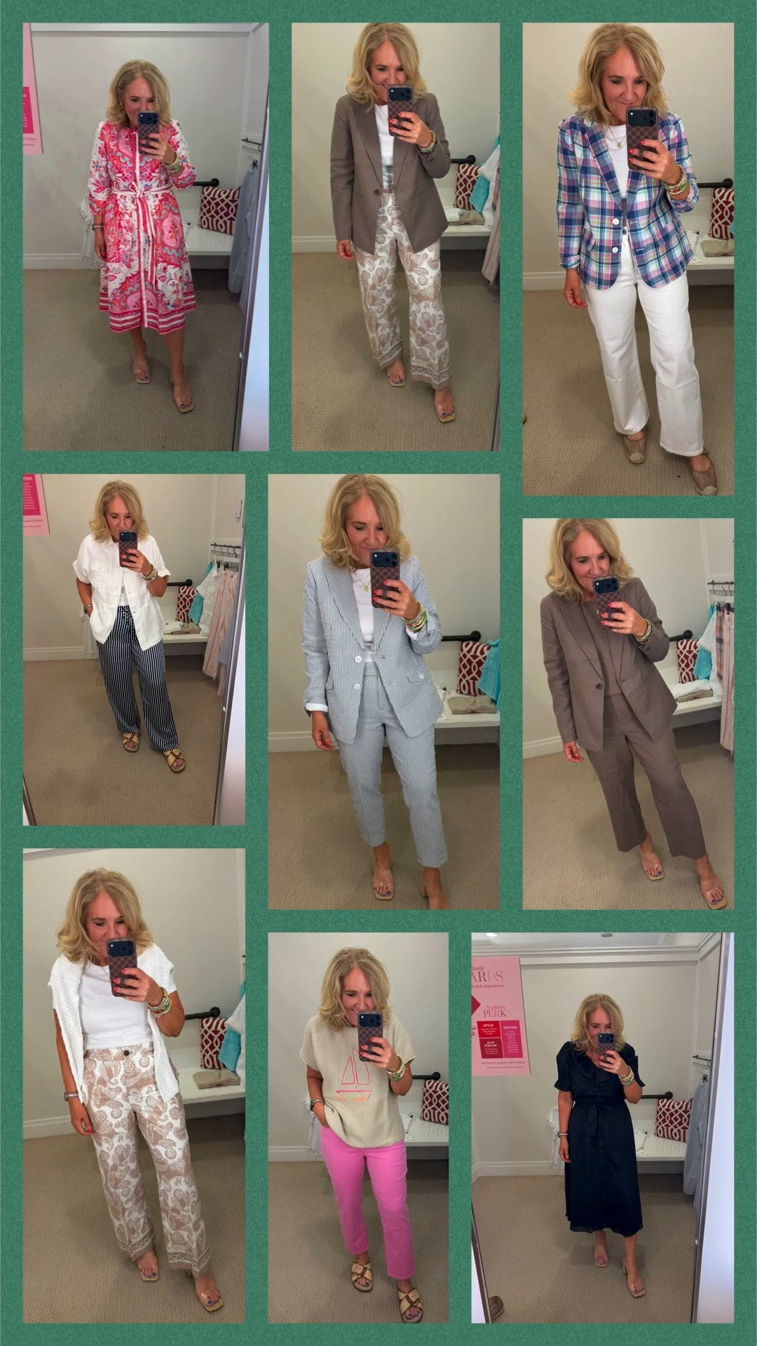 Talbots new arrivals! Sizes below 
Pink jeans 6 reg 
Gingham shirt medium 
Brown white stripe top wearing an XS but need a small 
Brown linen pants 8 petite 
Brown sweater medium reg
Brown blazer 10 petite
Tam white floral pants 8 petite 
White crochet sweater large 
Seersucker pants 8 petite 
Seersucker blazer 10 petite 
Tan sailboat sweater large 
Plaid shorts 8 petite
Navy dress 6 reg (my usual size at Talbots) 
Pink floral linen dress wearing a 6 I need the 8 so I’d say size up in this one 
Short sleeve linen jacket medium petite 
Satin stripe pants wearing a small reg need a medium reg so I’d say size up 
Plaid blazer 10 petite unlined very unstructured but love it 
White jeans nice weight and stretch size 8 petite 
Blue linen wearing a medium but I’d say size down as it was too big 

#LTKSaleAlert #LTKOver40 #LTKWorkwear

#LTKMothersDay