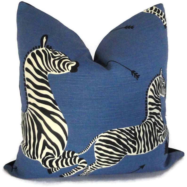 Blue Scalamandre OUTDOOR Zebra Decorative Pillow Cover | Etsy | Etsy (US)