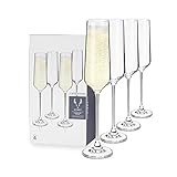 Viski Champagne Flutes, 4 Lead-Free Crystal Sparkling, Stemmed Wine Glass Set European Made Glasswar | Amazon (US)