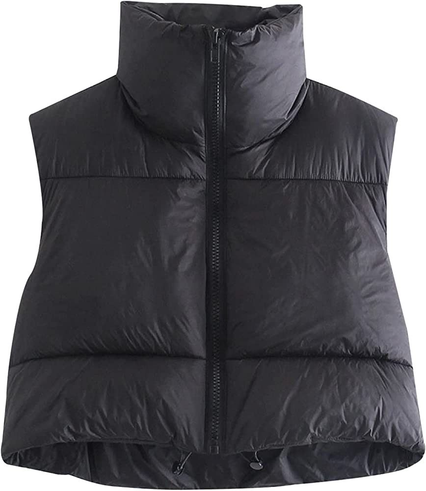 Ainangua Women's Crop Padded Vest Stand Collar Lightweight Sleeveless Puffer Zip Up Gilet Outerwe... | Amazon (US)