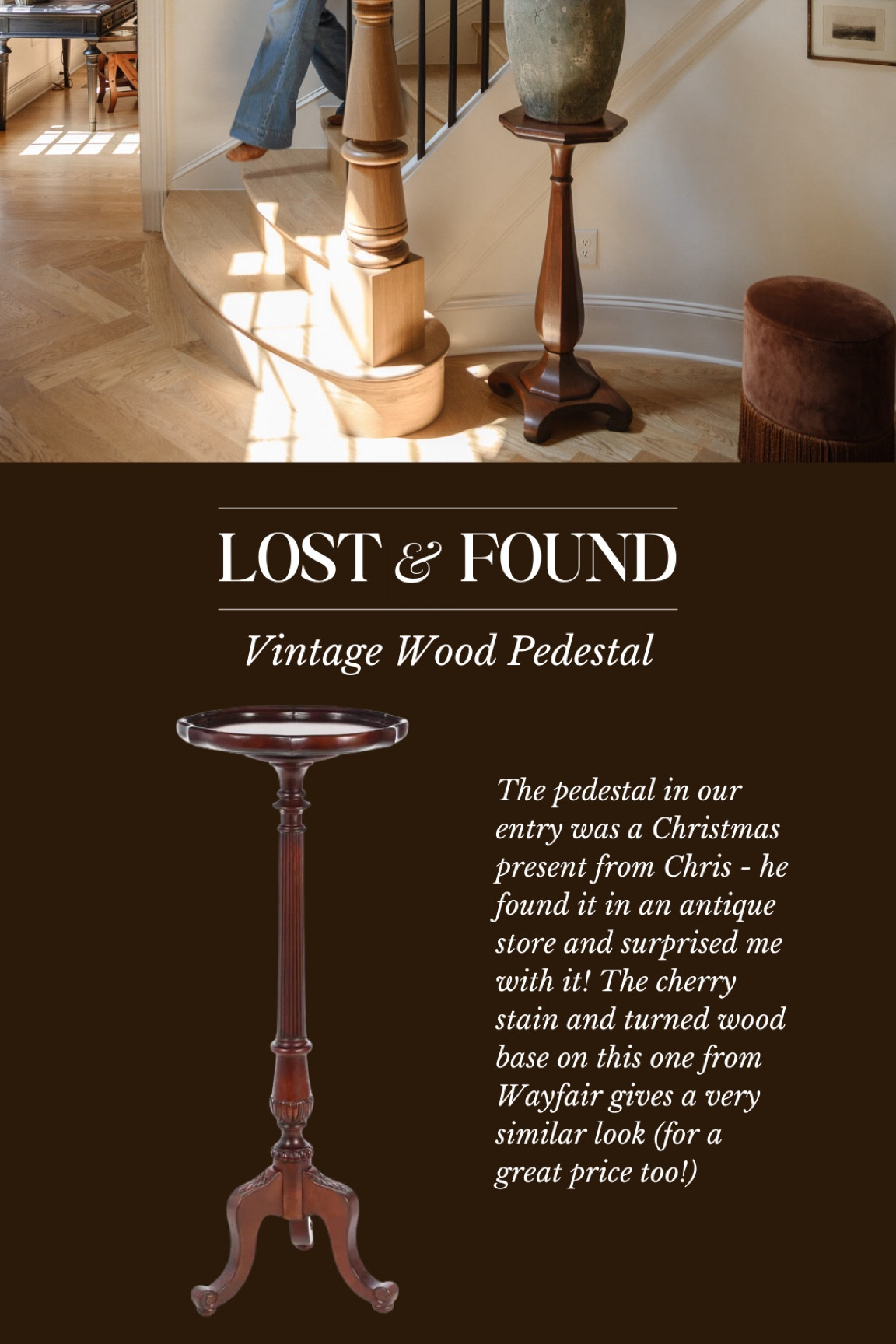 Lost & Found: Wood Plant Pedestal
I get dms all the time about this vintage wooden pedestal in our entry! Linked some similar options below, both vintage and new!

#LTKHome #LTKSaleAlert #LTKStyleTip