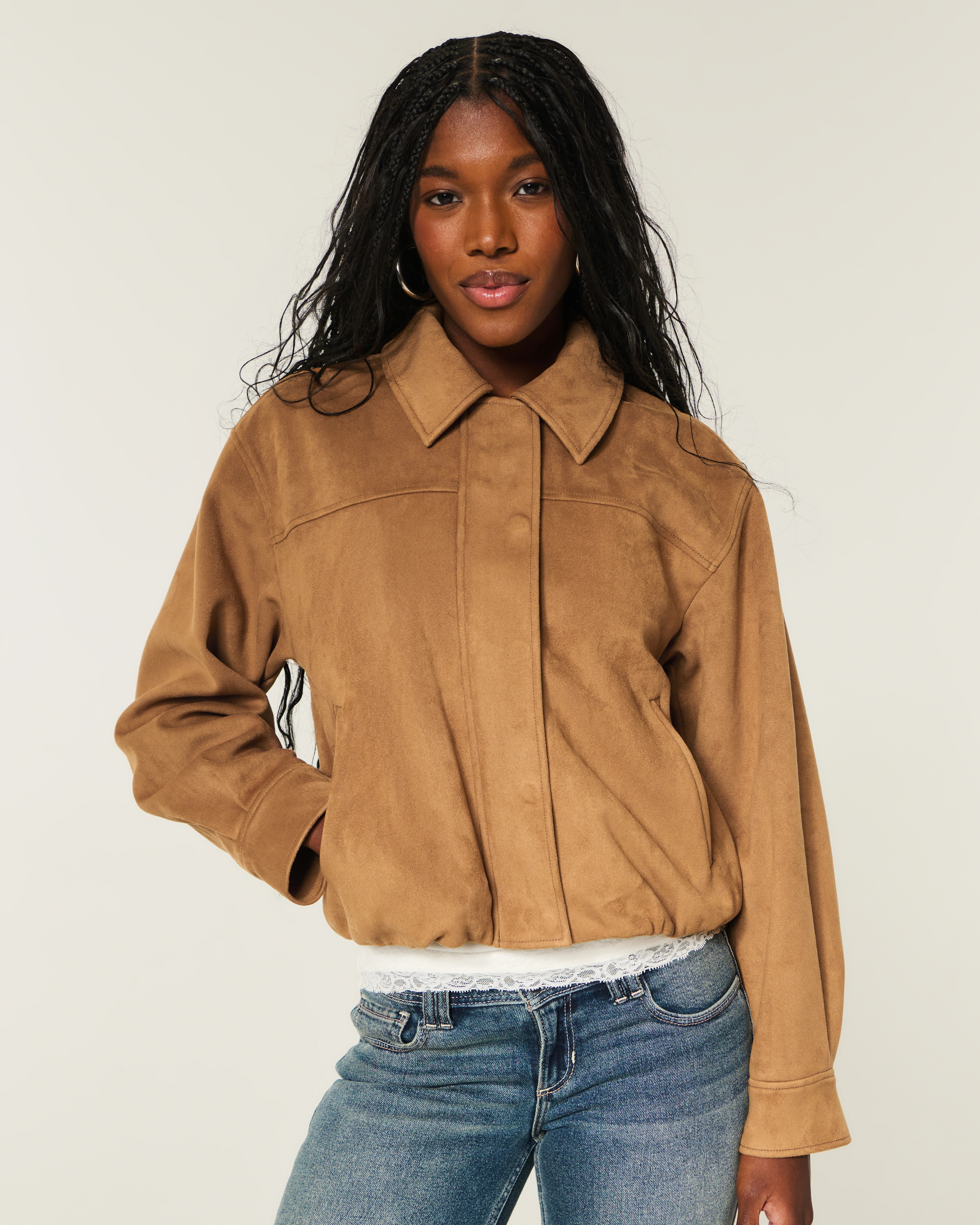 Faux Suede Bubble Bomber Jacket | Hollister (US)