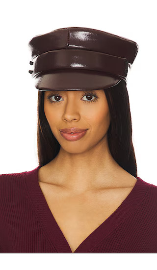 Ruslan Baginskiy Faux Leather Belted Baker Boy Cap in Brown. - size S | Revolve Clothing (Global)