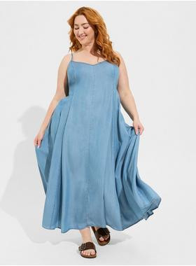 Maxi Chambray Trapeze Dress | Torrid (US & Canada)