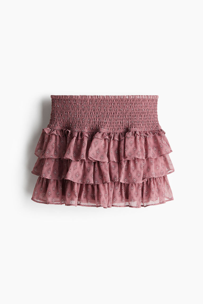 Tiered Mini Skirt - Light blue/patterned - Ladies | H&M US | H&M (US + CA)