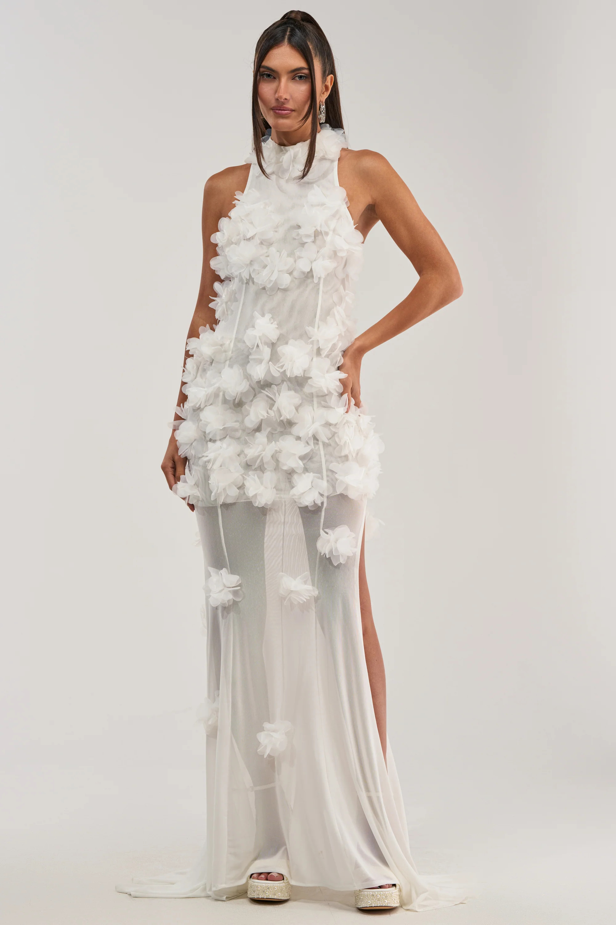 PARTY FAVOR RUFFLE MAXI DRESS IN WHITE | AKIRA