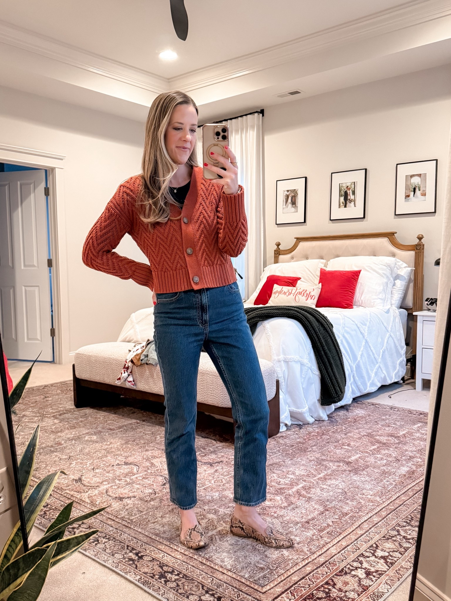 A cozy pop of color for winter — this rust-toned cardigan is an older piece, but I’ve linked a few similar styles that give the same look. Paired it with my Abercrombie High-Rise Ankle Straight Jeans (26R) — I always size up in the dark wash since they have a bit less stretch.

Such an easy, everyday outfit that still feels put together — perfect for school drop-offs, errands, or casual Fridays.

#AbercrombieJeans #ClassicStyle #LTKWinterStyle #CapsuleWardrobe #MomOutfits #LTKFinds #LinenAndLightCo #QuietLuxury #CasualWinterOutfit #LTKDenim #WinterCapsule #EverydayStyle

#LTKootd #LTKFindsUnder100