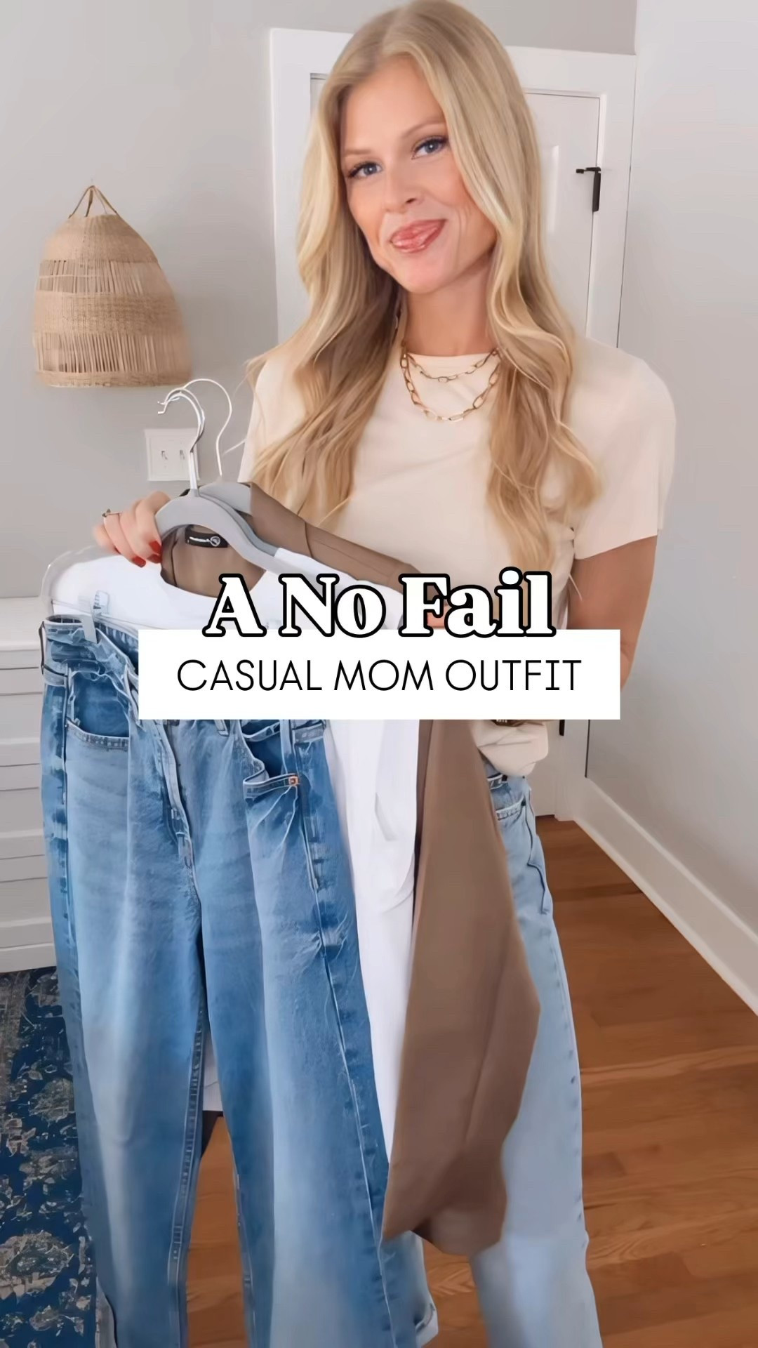 A no fail casual mom outfit to throw on and look put together! You can’t go wrong with a classic neutral blazer, a white tee, and your favorite pair of jeans! 👏🏼

Wearing size small in the blazer and tee, size 0 in the jeans!

#momstyle #casualoutfitideas #mommusthaves 

#LTKootd #LTKFindsUnder50 #LTKSaleAlert