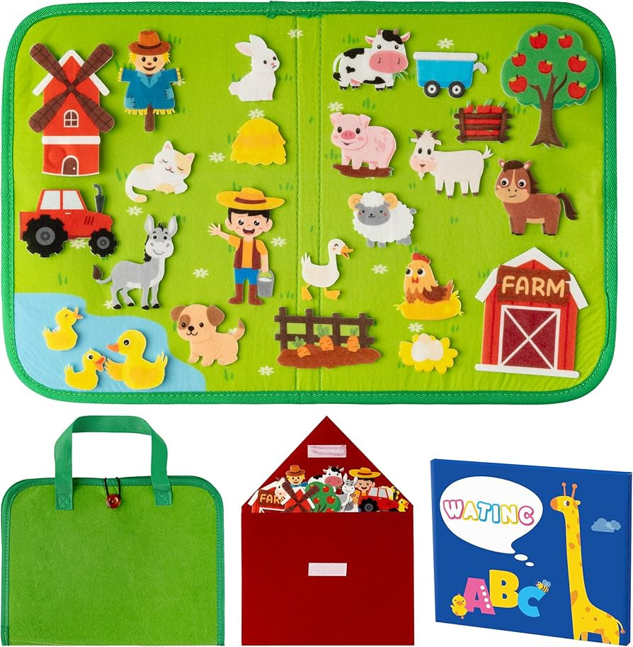 WATINC Travel Felt Board Story Set - 25PCS Portable Felt Board Educational Birthday Gift for Boys... | Amazon (US)