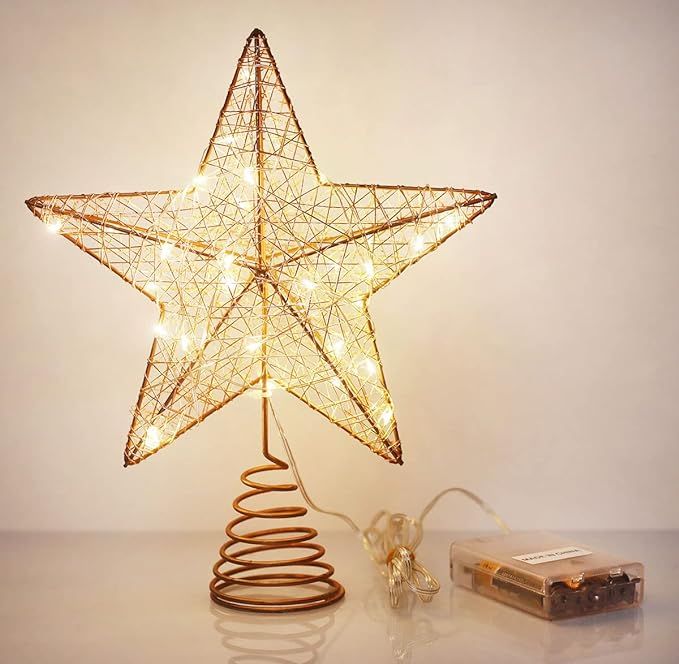 OCTMUSTARD Christmas Tree Topper Star, Christmas Treetop with Warm White Led Light and Timer Func... | Amazon (US)