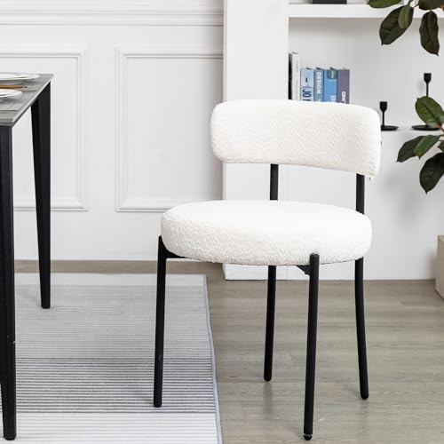 DYHOME White Dining Chair One Chair for Kitchen Dining Room Dining Table,Upholstered Boucle Dinin... | Amazon (US)