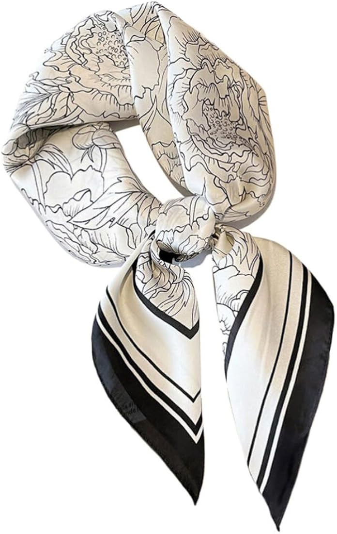 Fashion and Elegant Silk Feeling Scarf Square Satin Retro Style Sunscreen Head Scarf for Women 27... | Amazon (US)