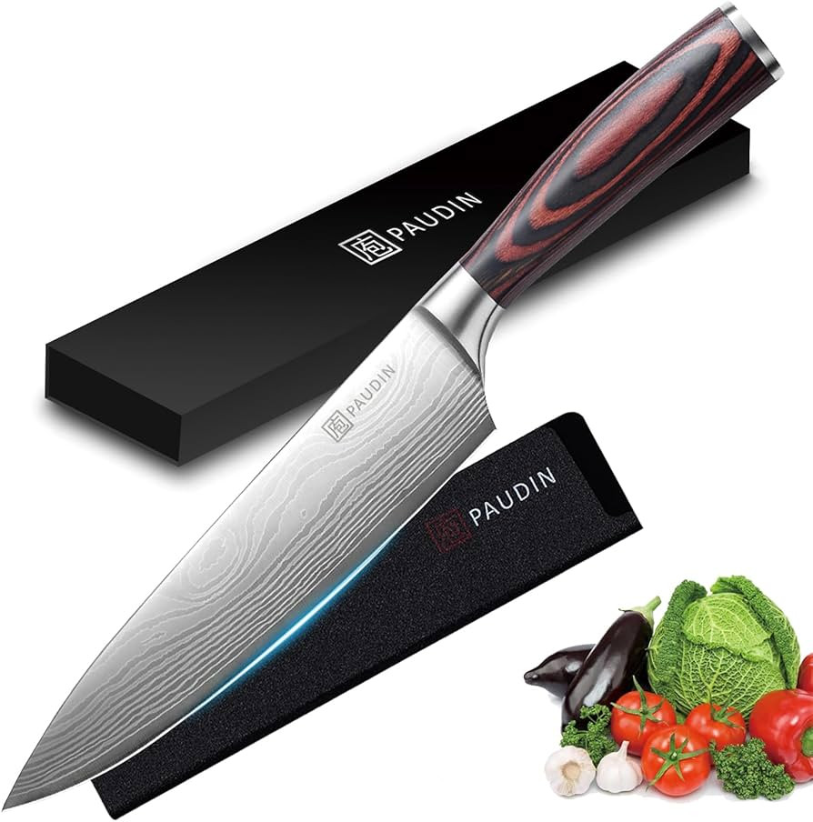 PAUDIN Chef Knife with Sheath- Pro Kitchen Knife 8 Inch Chef's Knives with High Carbon Stainless ... | Amazon (US)