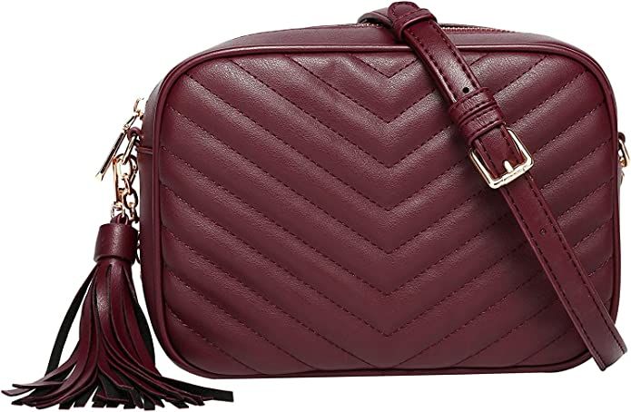 Daisy Rose Quilted Shoulder Cross Body Bag & Detachable Tassel, PU Vegan Leather | Amazon (US)