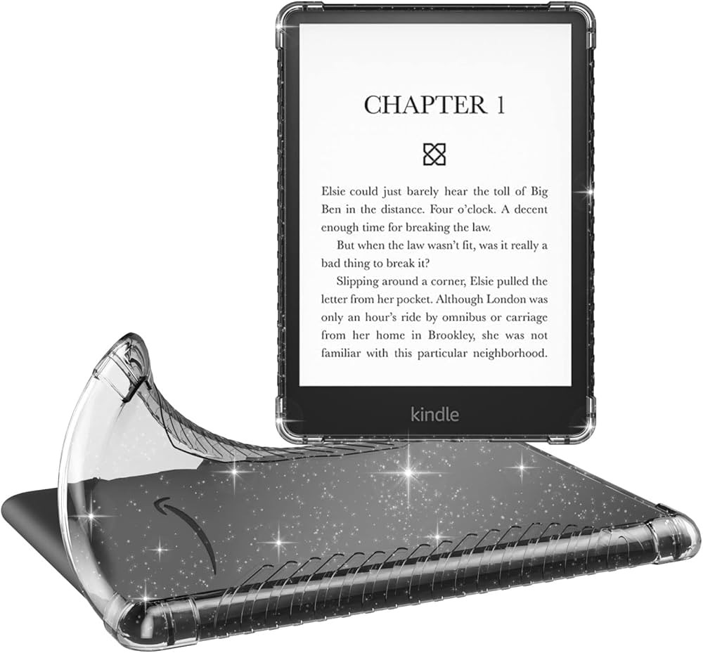 MoKo Case for 6.8" Kindle Paperwhite (11th Generation-2021) and Kindle Paperwhite Signature Edition, Ultra Clear Soft Flexible Transparent TPU Skin Bumper Back Cover Shell, Clear Glitter | Amazon (US)