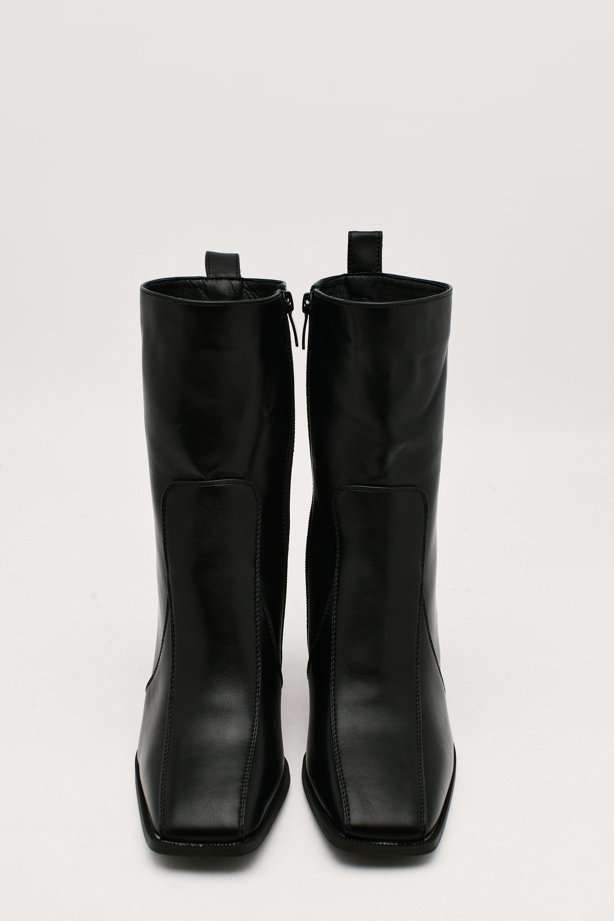 Pu Block Heel High Ankle Boots | Nasty Gal (US)