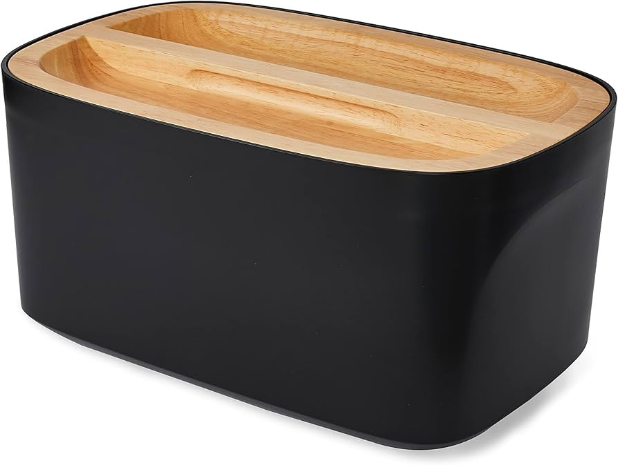 Sonder Los Angeles, Modern Bamboo Fiber (Black) Bread Box for Countertop with Reversible Wood Ser... | Amazon (US)