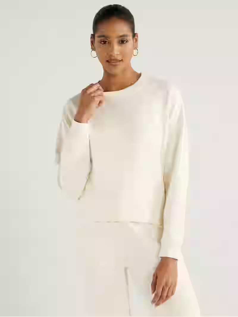 Scoop Women's and Women's Plus Ultimate ScubaKnit Cropped Sweatshirt with Drop Sleeves, Size XS-4... | Walmart (US)