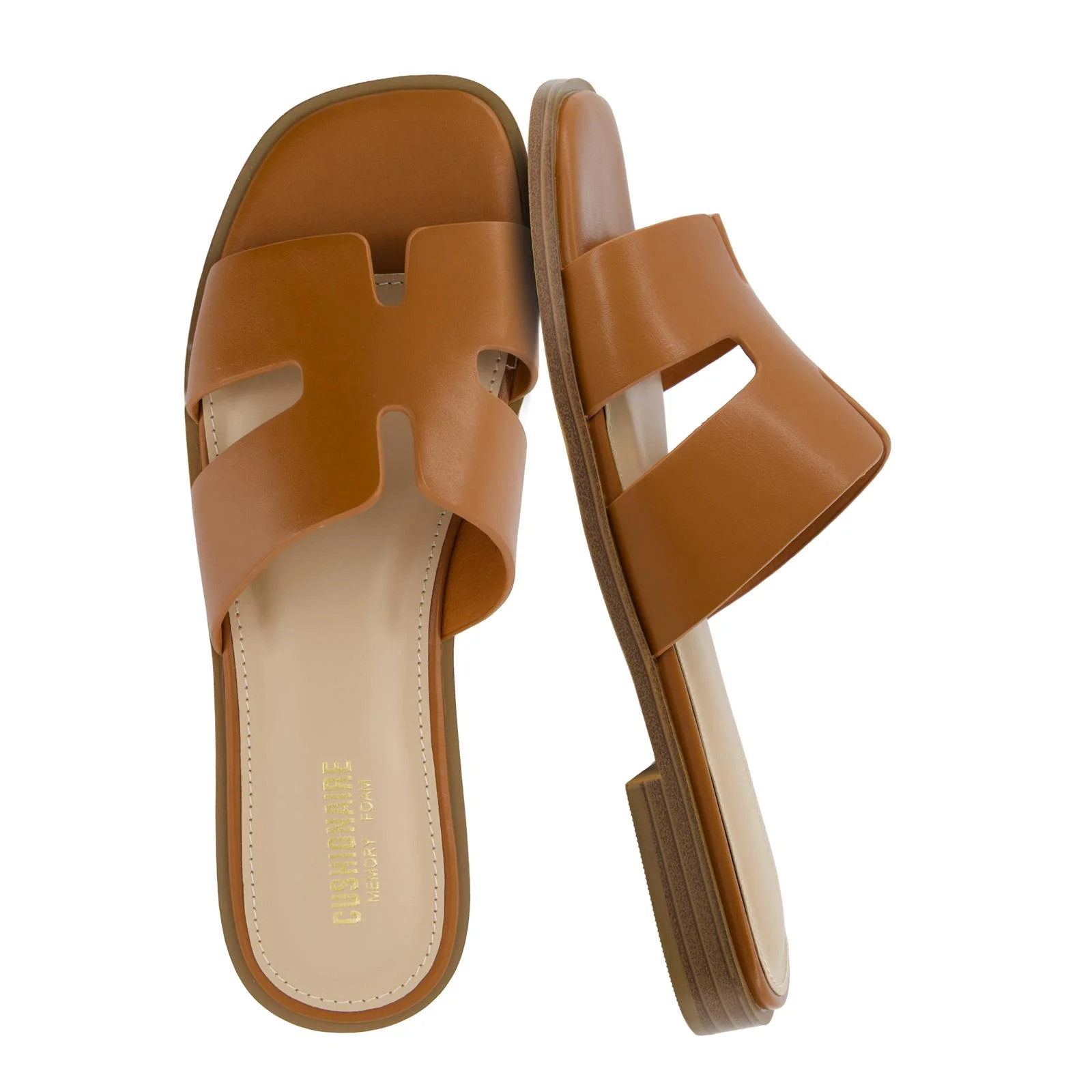 Cushionaire Voyage Cutout Strap Slides for Women - Slip On Summer Flats, Comfortable and Trendy V... | Walmart (US)