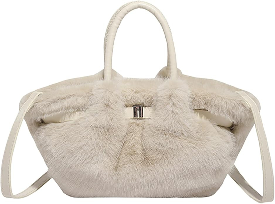 Furry Purse Mini Fluffy Tote Bag Designer Fuzzy Crossbody Handbag Faux Fur Purses for Women Plush... | Amazon (US)