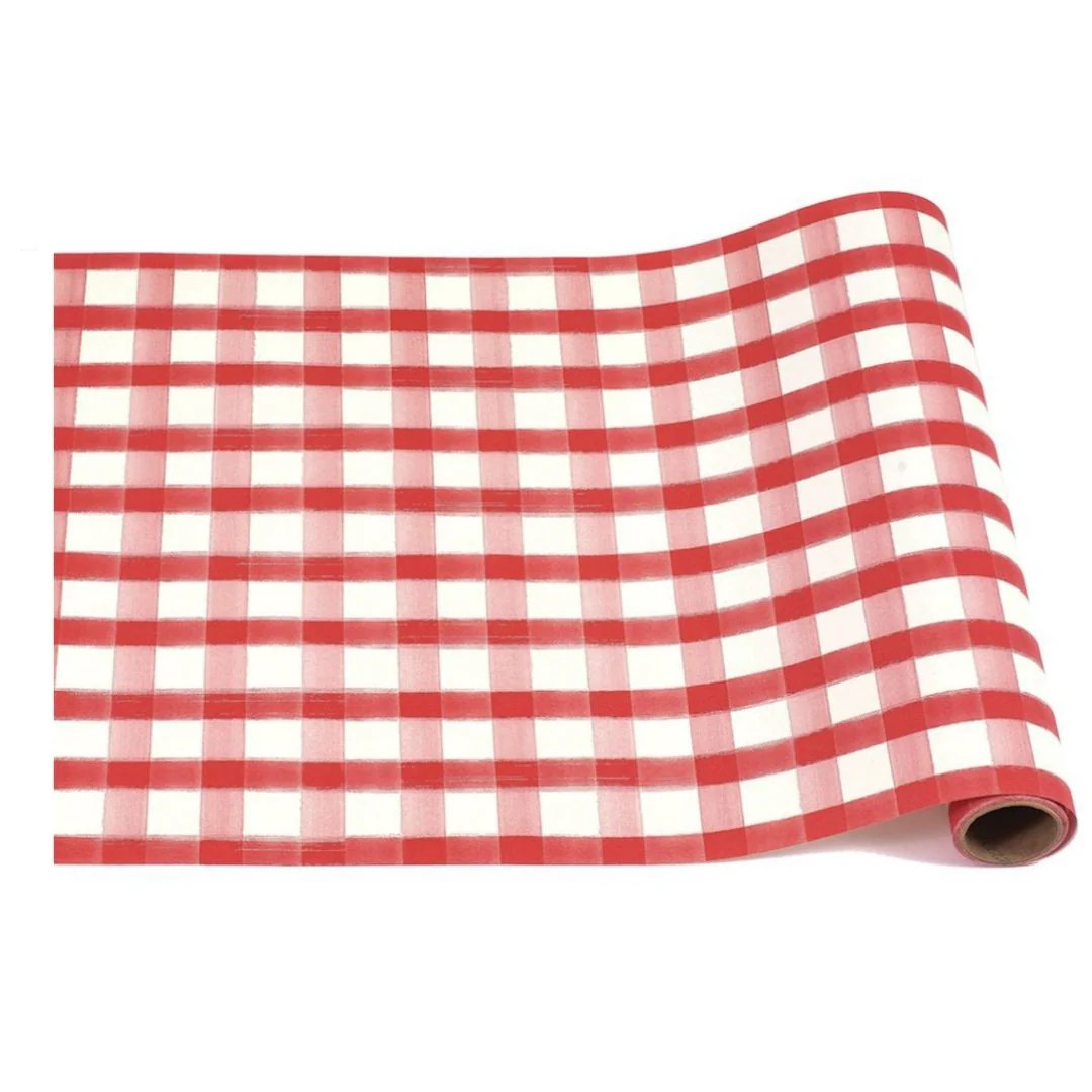 Red Painted Check Runner - 20x25" | Sophistiplate