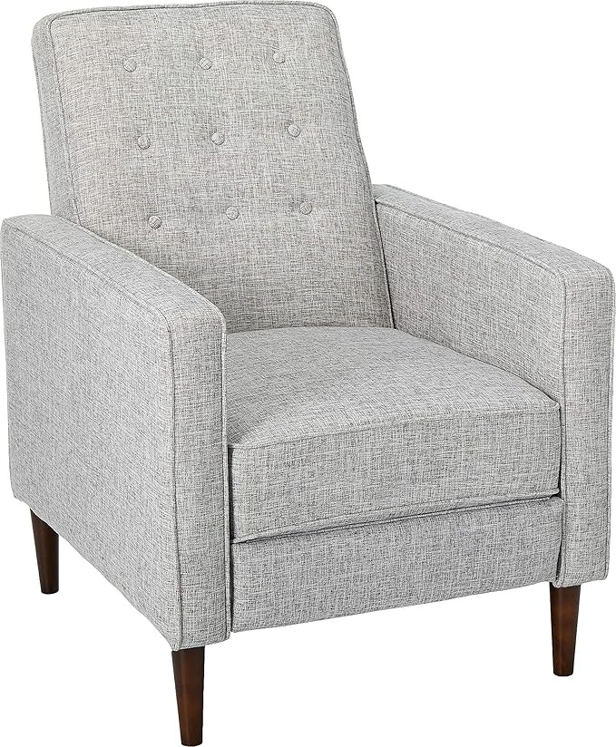 Macedonia Mid Century Modern Tufted Back Fabric Recliner (Light Grey Tweed) | Amazon (US)