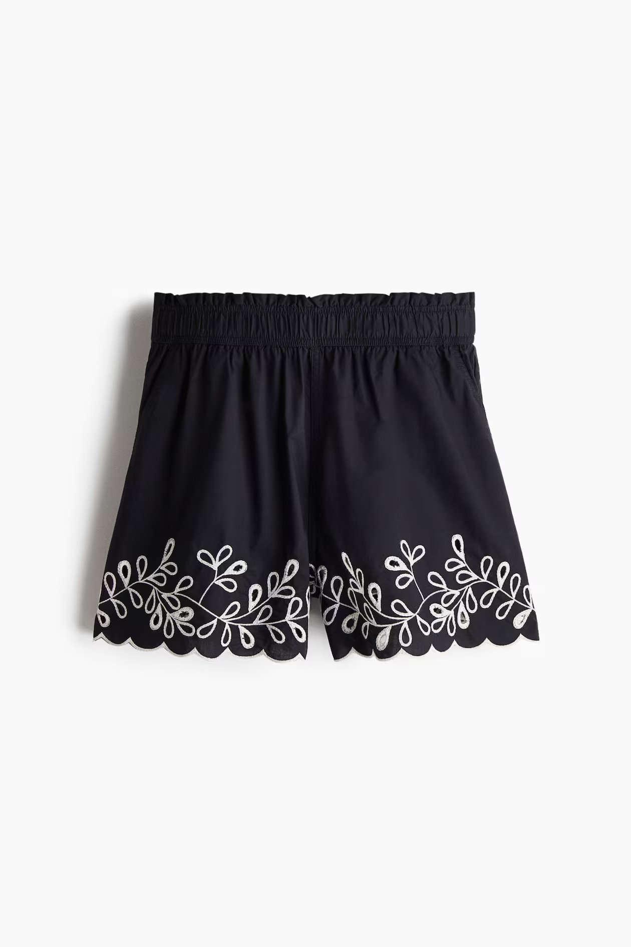 Pantalón corto de algodón con diseño bordado - Negro - MUJER | H&M ES | H&M (FR, IT, ES, PT, BE)