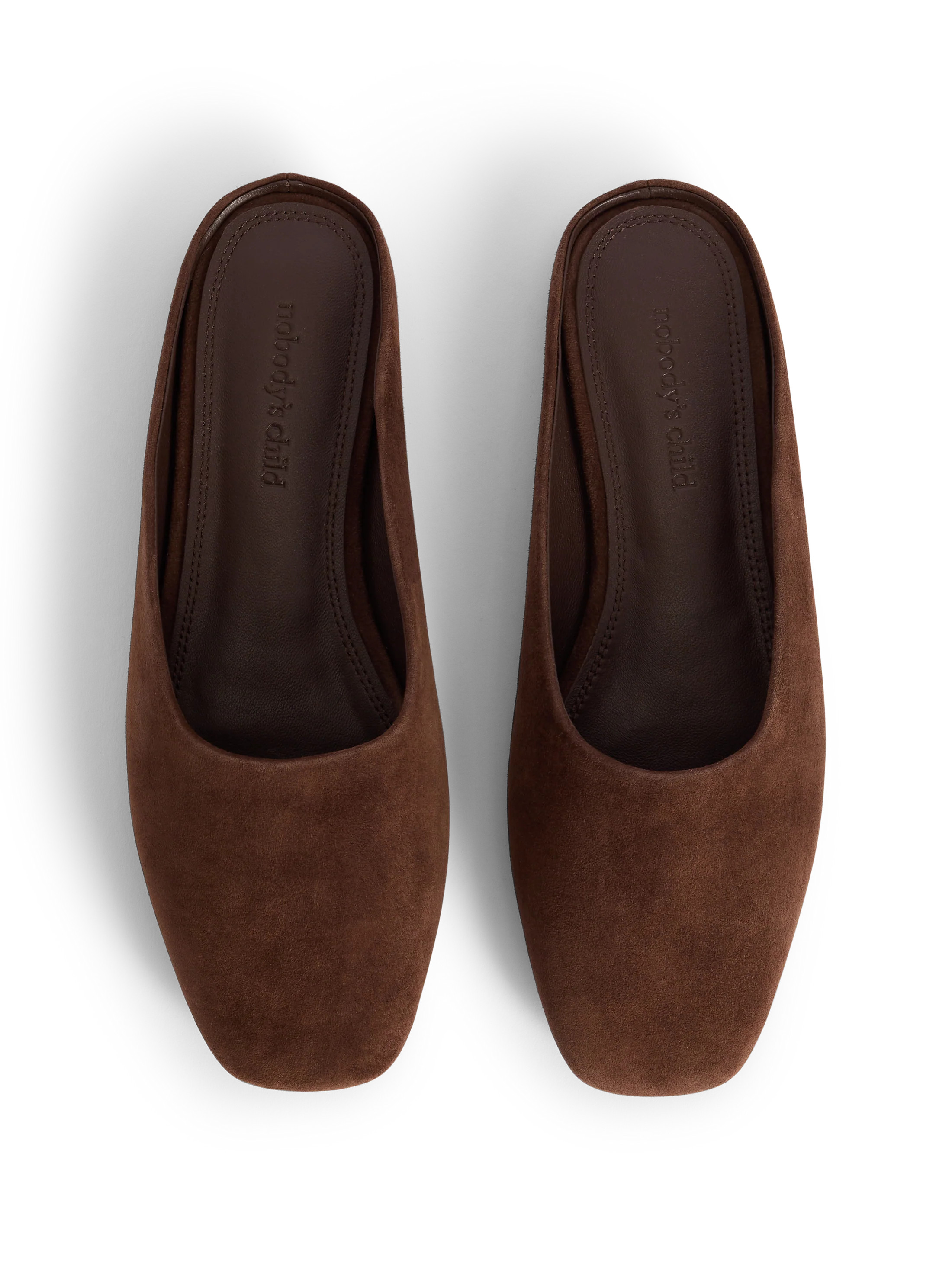 Chocolate Brown Suede Ballet Mules | Nobody's Child