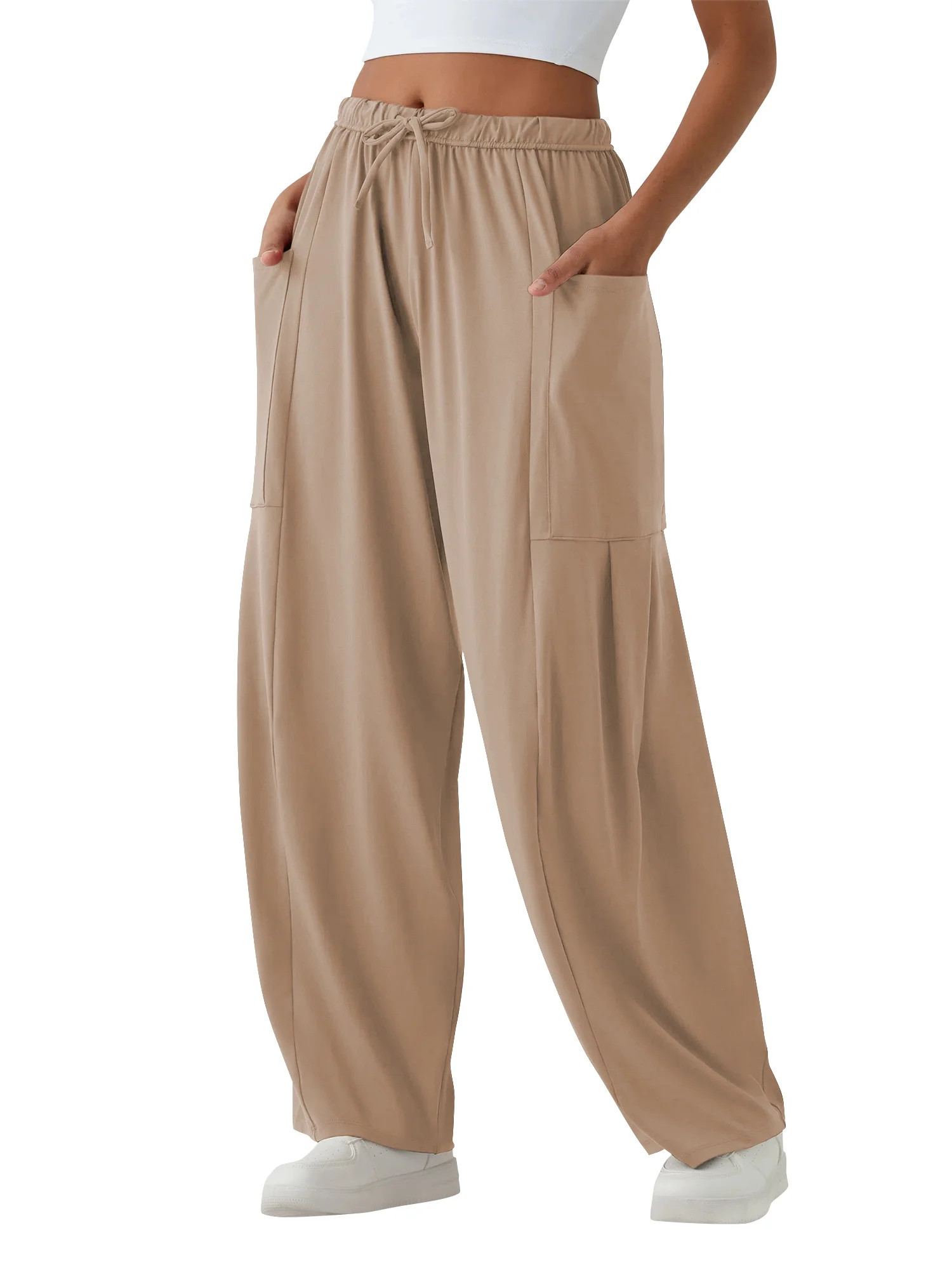 TEMOFON Fall Pants for Women Elastic Waistband Casual Harem Pants for Women with Pockets Womens P... | Walmart (US)