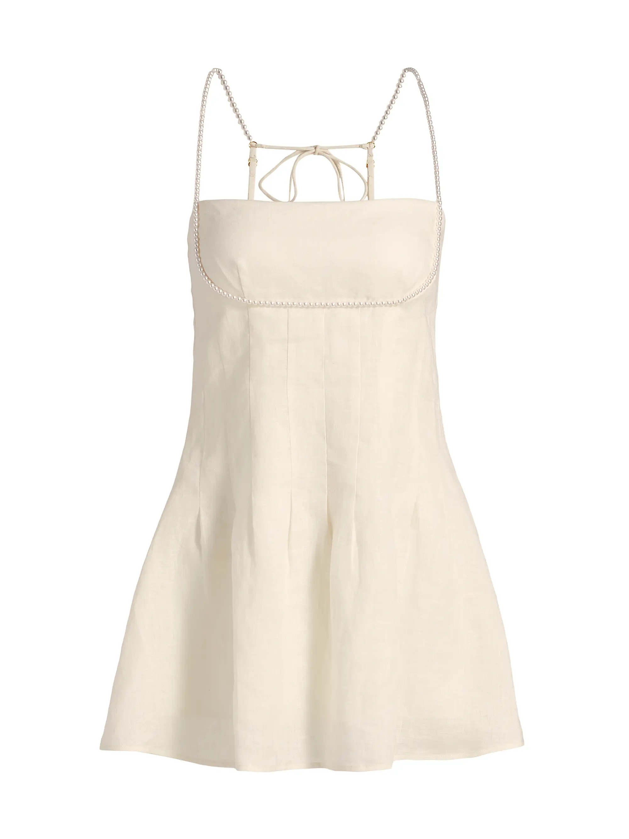 Lilou Pearl-Beaded Linen-Cotton Minidress | Saks Fifth Avenue